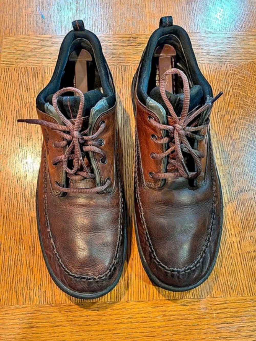 Clarks Men's Brown Leather Moc Toe Lace Up Comfort Walking Shoes Oxfords US 12 W